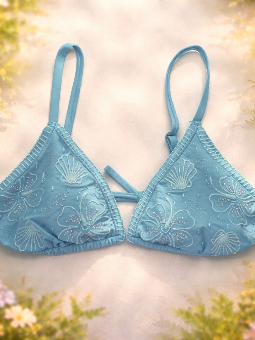 Hollister Embellished  Stitch Over the Shoulder Triangle Bikini Top, Lot of 2